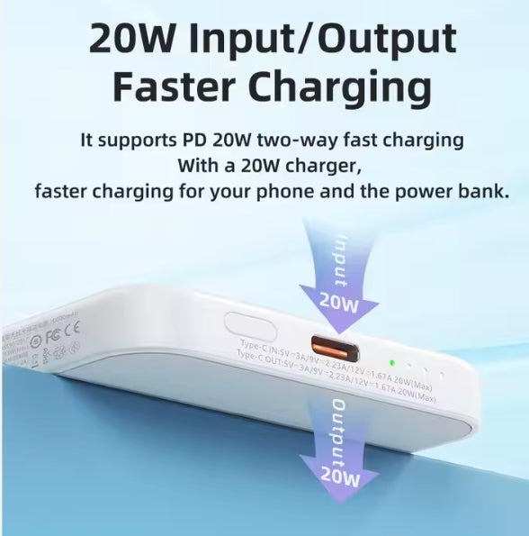 Tagalink Magnetic Power Bank - Universal 20000mAh Fast Wireless Phone Charger